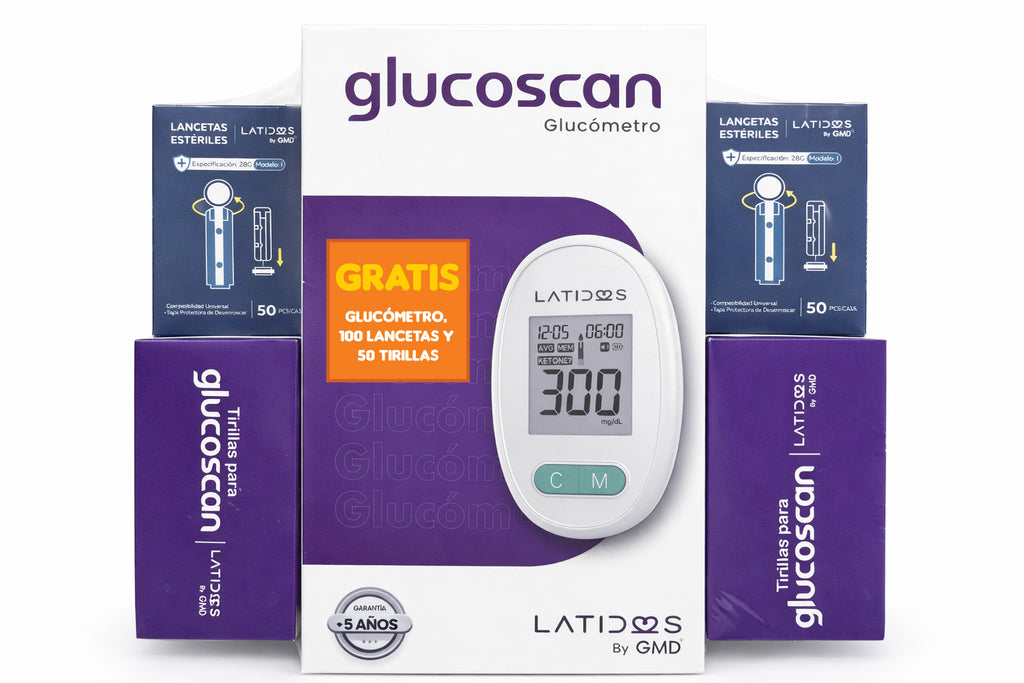 COMBO Glucómetro Glucoscan Latidos GMD-GM-B06