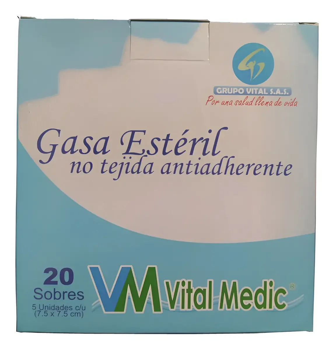 Gasa No Tejida Vital Medic 7.5 x 7.5 cm (Caja x20 Sobres Estériles)