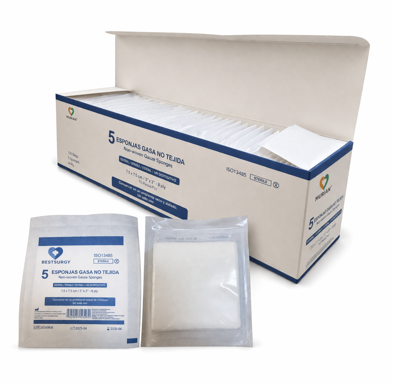 Gasa Estéril BestSurgy 3” x 3” (Caja x 50 Sobres x 5 Unidades)