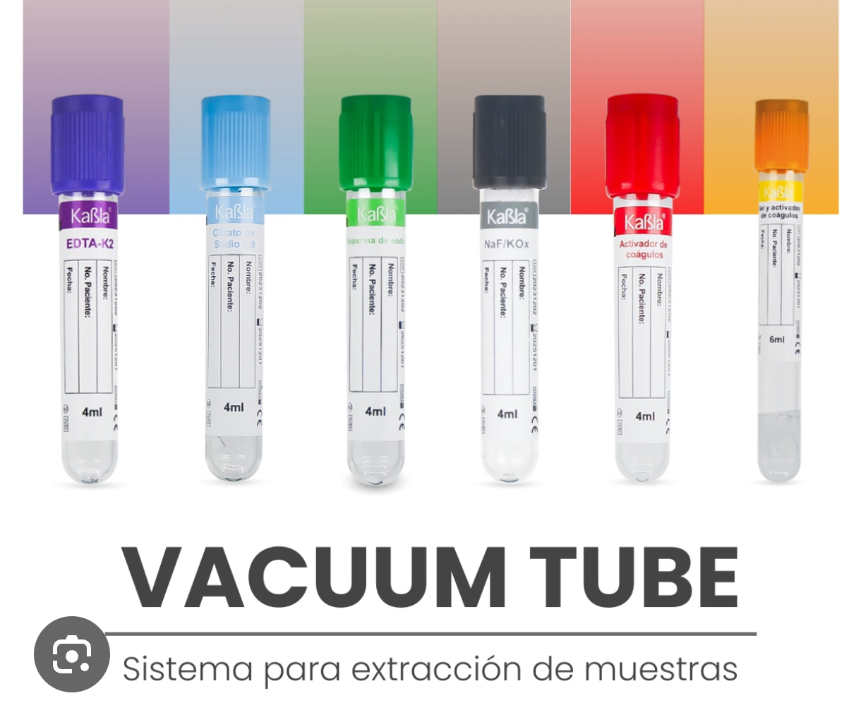 Tubos vacutainer para laboratorio gradilla x 100 und.